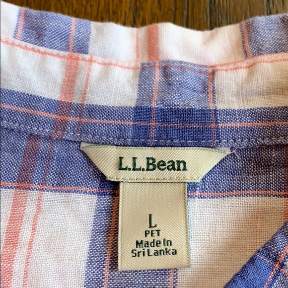L.L. Bean Premium 100% Linen Plaid Tunic Shirt - Picture 9 of 11